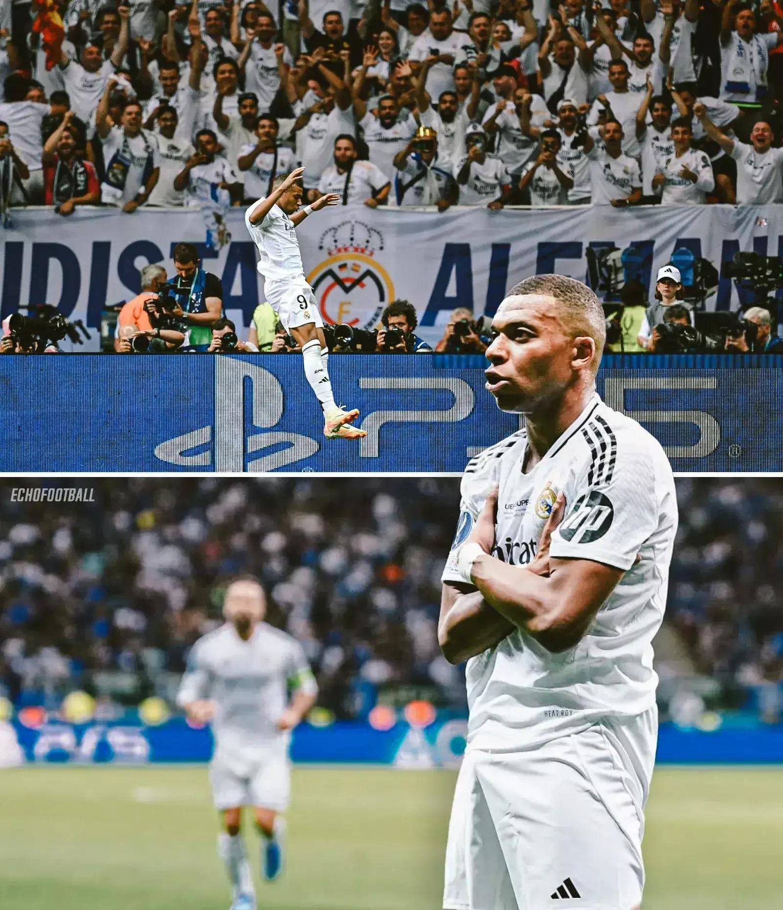 皇马主场大捷，球员赛后激动庆祝胜利，重要图片.